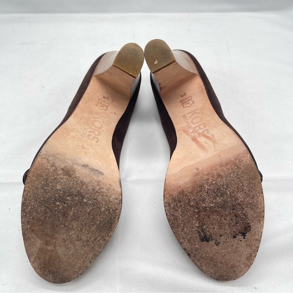 Kors Michael Kors Suede Buckle Open Toe Platform Pump Size 9M - Picture 9 of 10